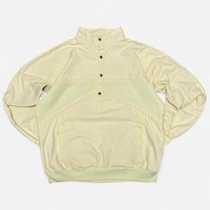 Vintage half button up butter yellow canvas light jacket